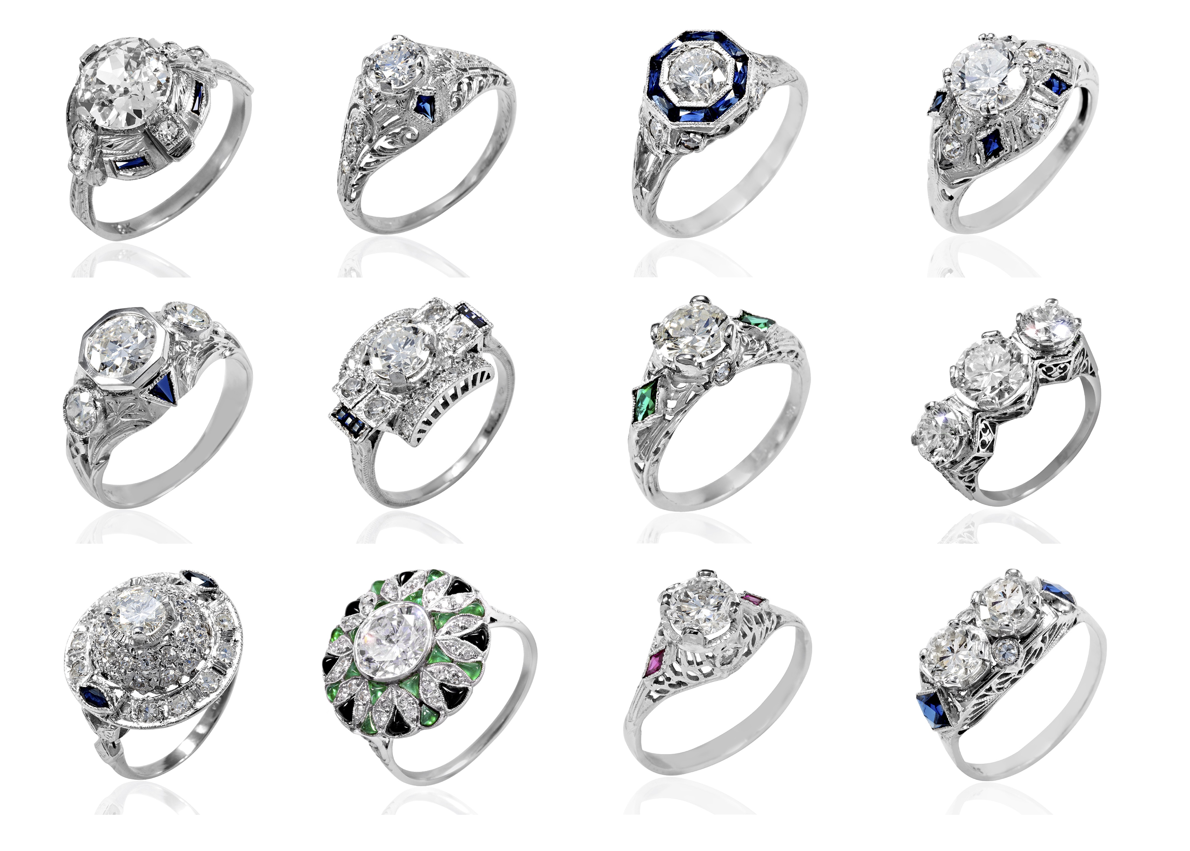 Art Deco Estate 2.75Ct Lab-Created Diamond Engagement Ring 14K White Gold  Finish | eBay