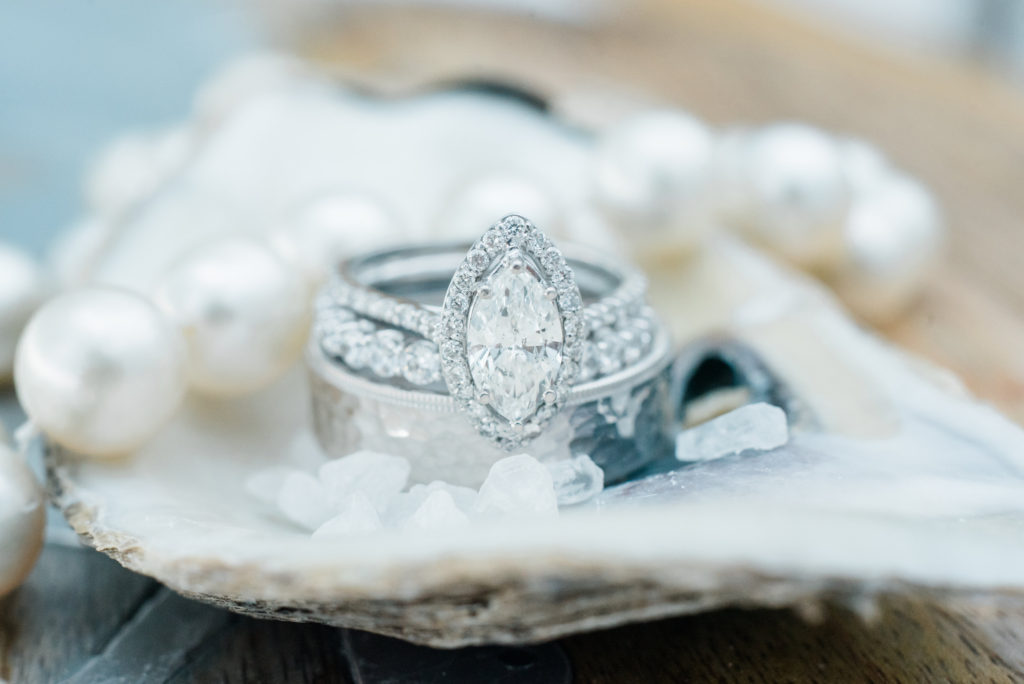 Oval Halo Ring & Silver Wedding Band | photo by Amanda Zabrocki Photography | featured on I Do Y'all for Labor Day Weekend Wedding