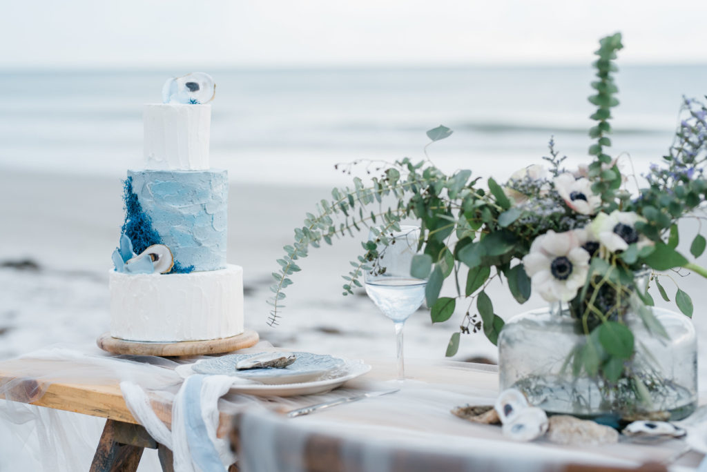 Serene Coastal Wedding Cake Table | photo by Amanda Zabrocki Photography | featured on I Do Y'all