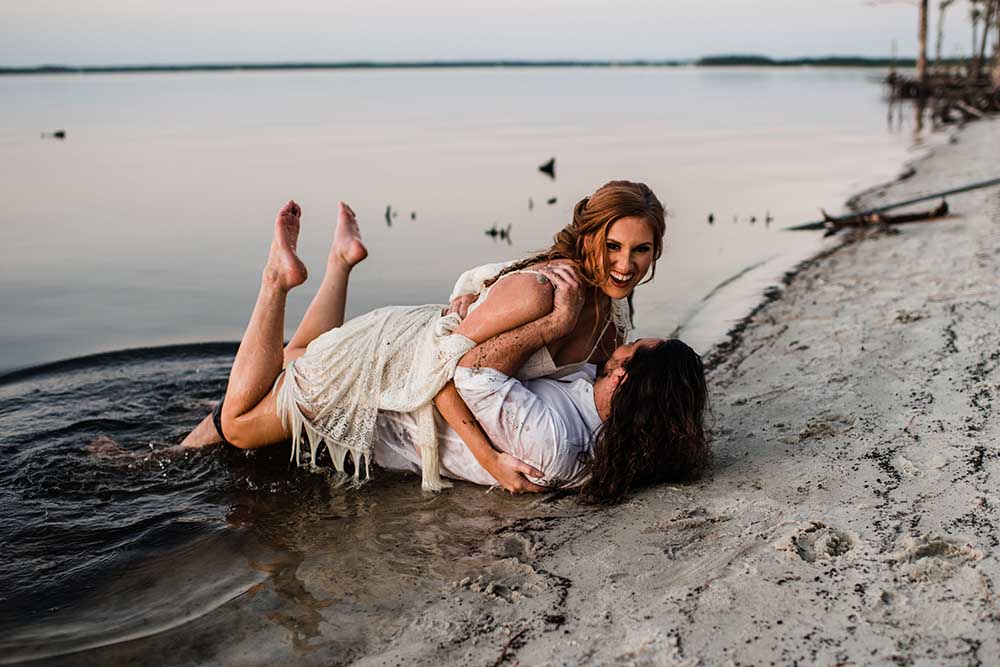 Bride & Groom on Beach Portraits | photo by MBM Photography | featured on I Do Y'all