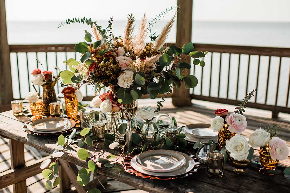 Boho Coastal Microwedding Dinner on Pier | photo by MBM Photography | featured on I Do Y'all