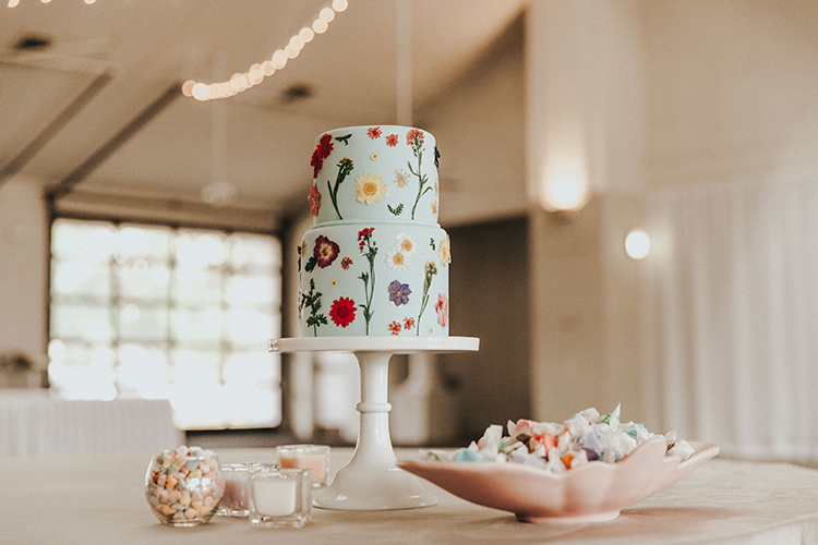 Blue Floral Wedding Cake | photo by Deltalow | featured on I Do Y'all