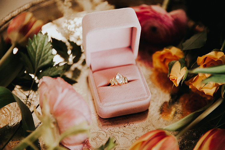 Engagement Ring in Pink Velvet Ring Box | photo by Deltalow | featured on I Do Y'all