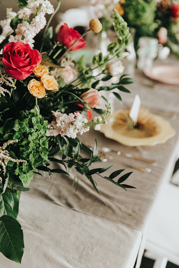 Red, Yellow & Pink Large Table Flower Centerpieces | photo by Deltalow | featured on I Do Y'all