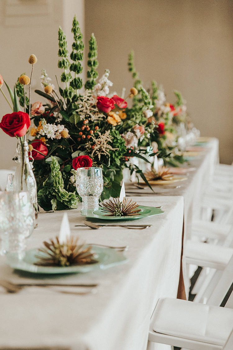 Red, Yellow & Pink Large Table Flower Centerpieces | photo by Deltalow | featured on I Do Y'all