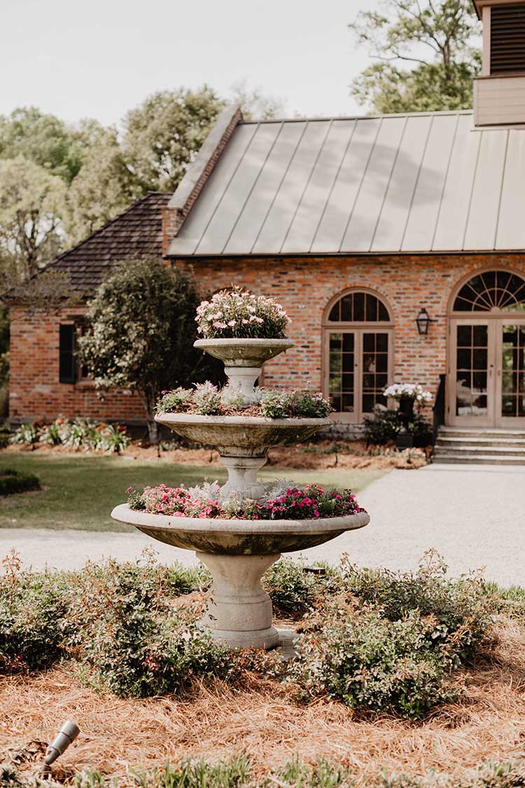 Fountain Filled with Flowers | photo by Emily Green Photography | featured on I Do Y'all