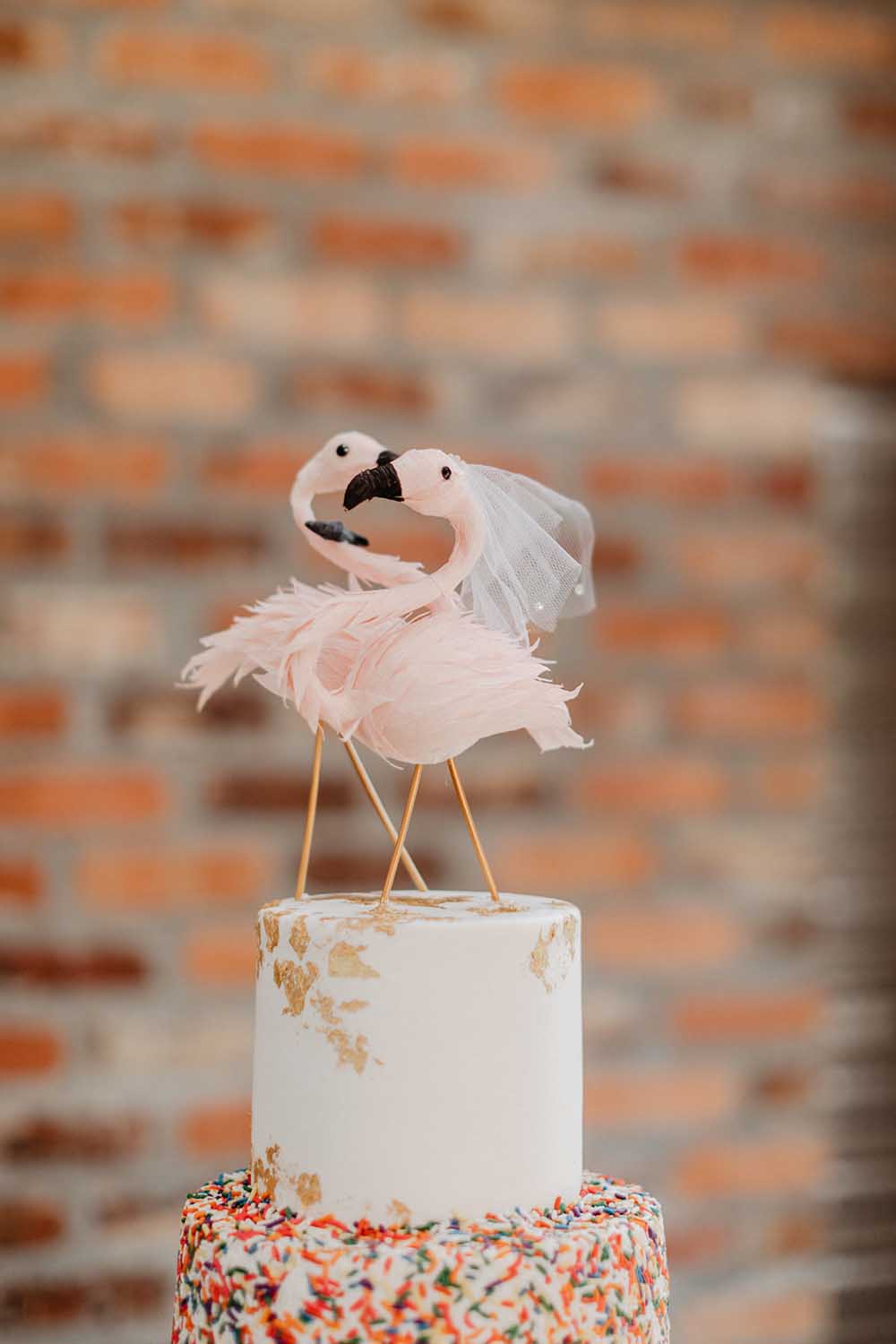 Flamingo Wedding Cake Topper | photo by Emily Green Photography | featured on I Do Y'all