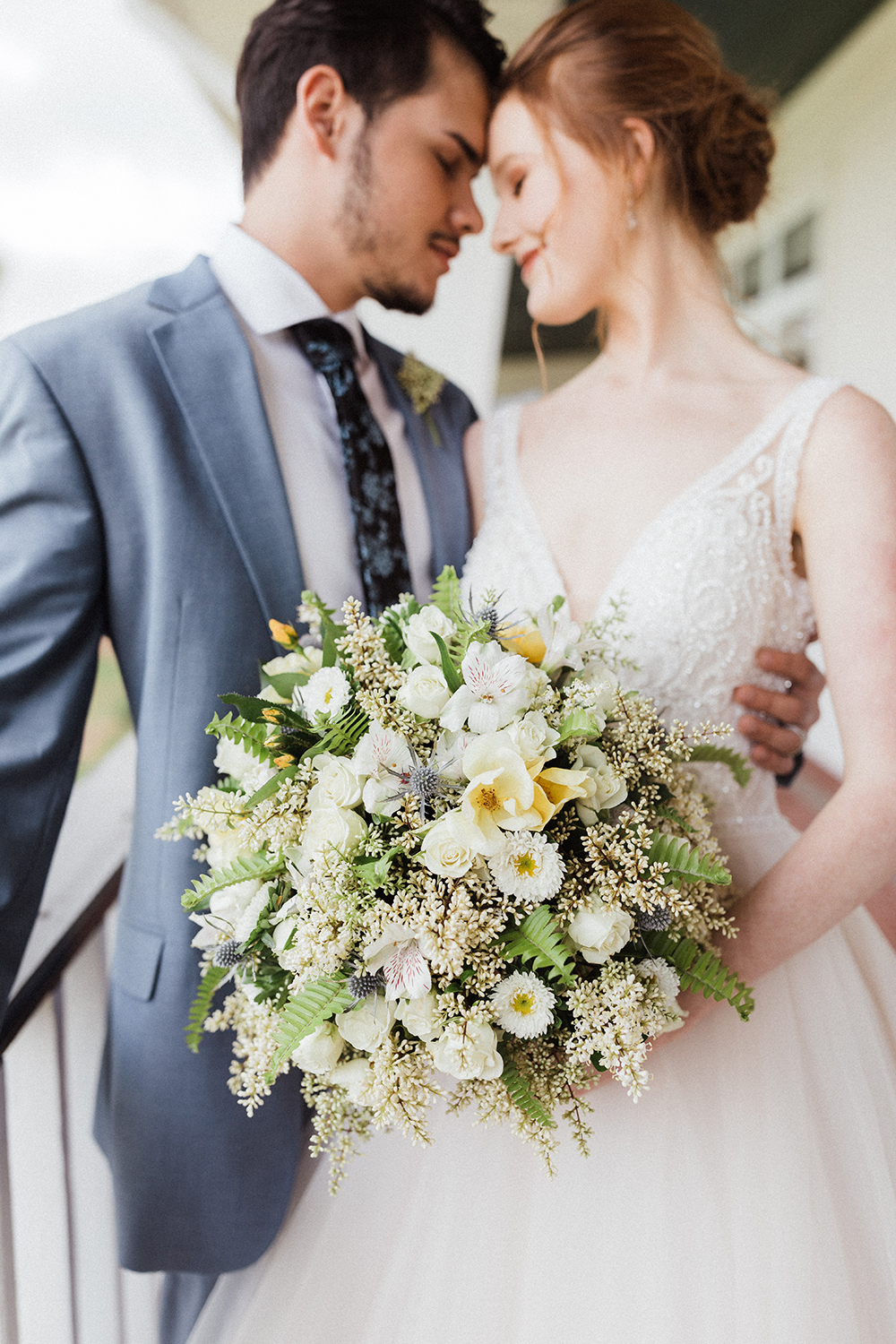 White & Yellow Wedding Bouquet with Fern Greenery | photo by Ash Simmons Photography | featured on I Do Y'all