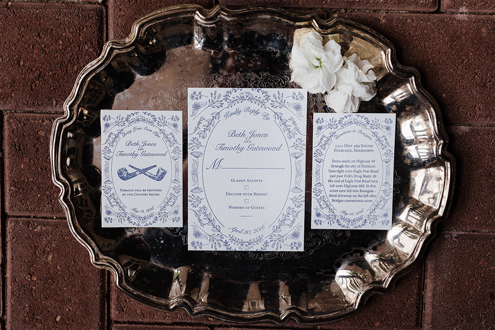 Classic Blue Wedding Invitations | photo by Ash Simmons Photography | featured on I Do Y'all