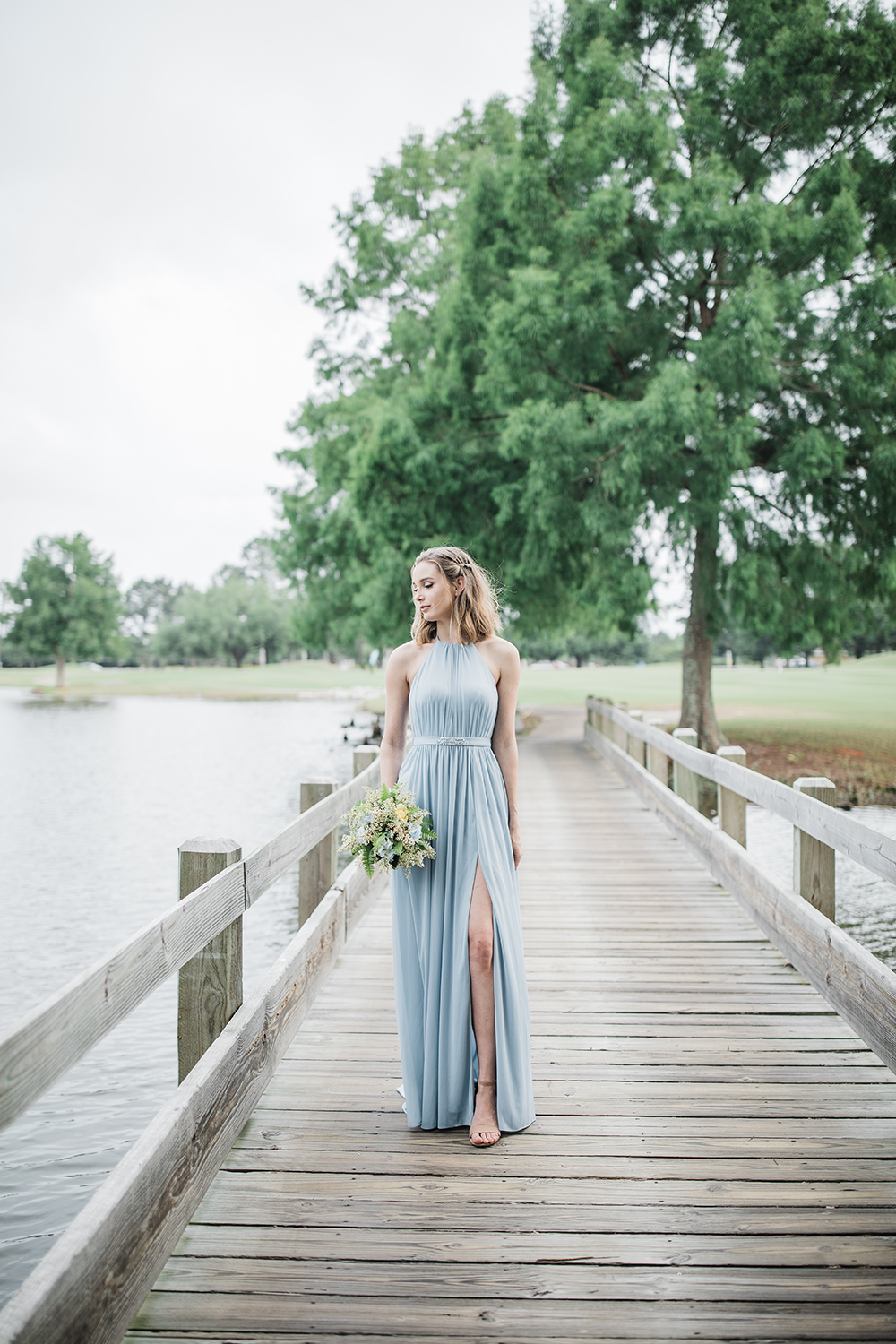 Blue High Neck Bridesmaids Dress | photo by Ash Simmons Photography | featured on I Do Y'all