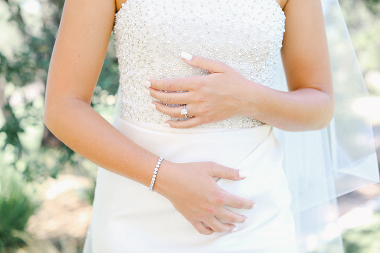 Beaded Wedding Dress with Pearls and Diamond Jewelry | photo by Pendo Photography | featured on I Do Y'all 