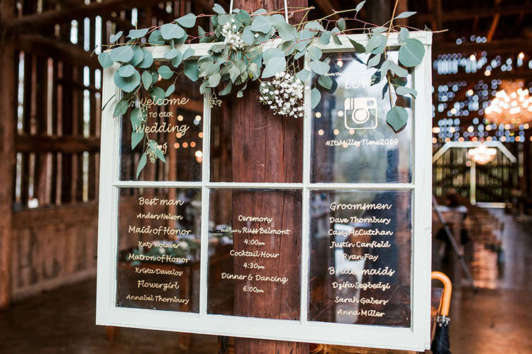 Window frame wedding program decor | photo by John Myers Photography | featured on I Do Y'all