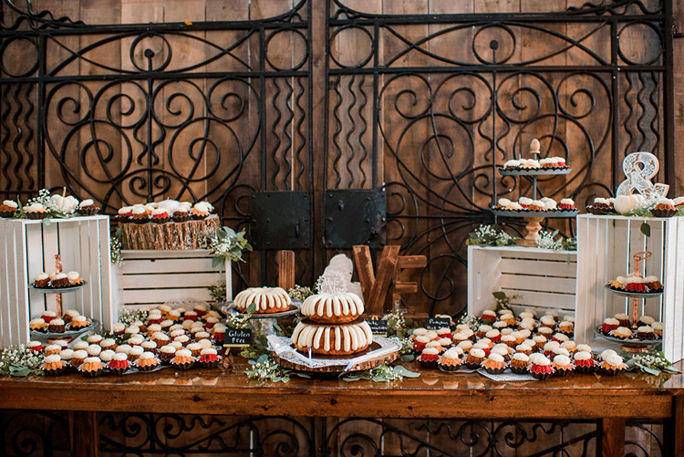 Bundt Wedding Cake Display with Bundtinis | photo by John Myers Photography | featured on I Do Y'all