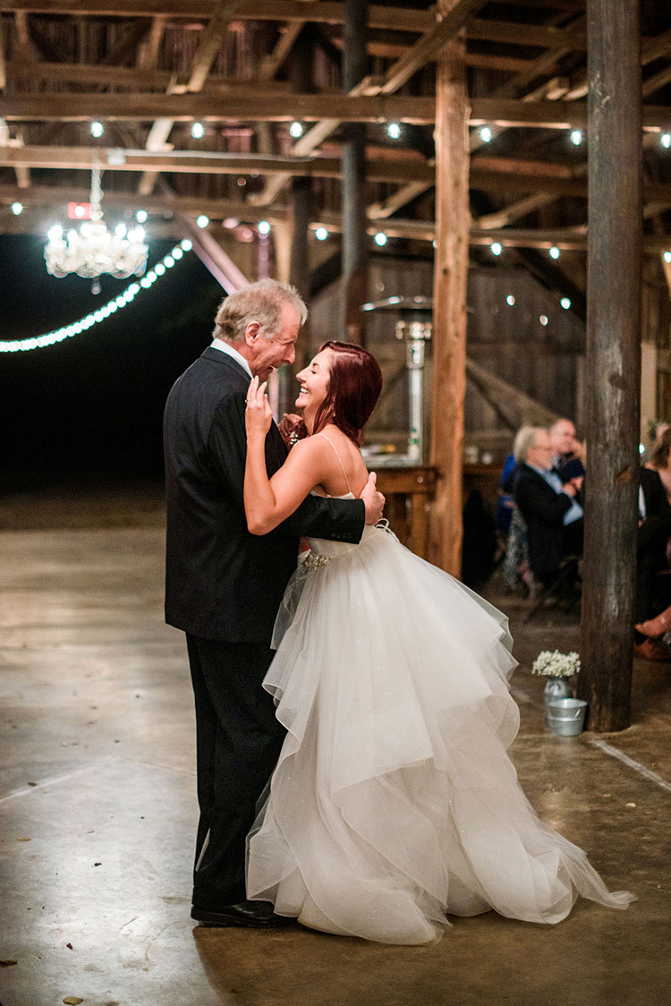 Father Daughter Dance at barn wedding | photo by John Myers Photography | featured on I Do Y'all