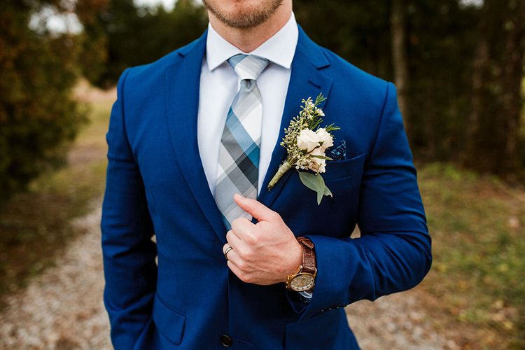 Groom in royal blue suit and plaid tie | photo by John Myers Photography | featured on I Do Y'all