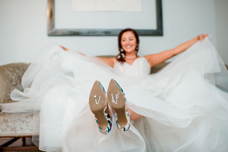 I Do on the bottom of bride's heels | photo by John Myers Photography | featured on I Do Y'all