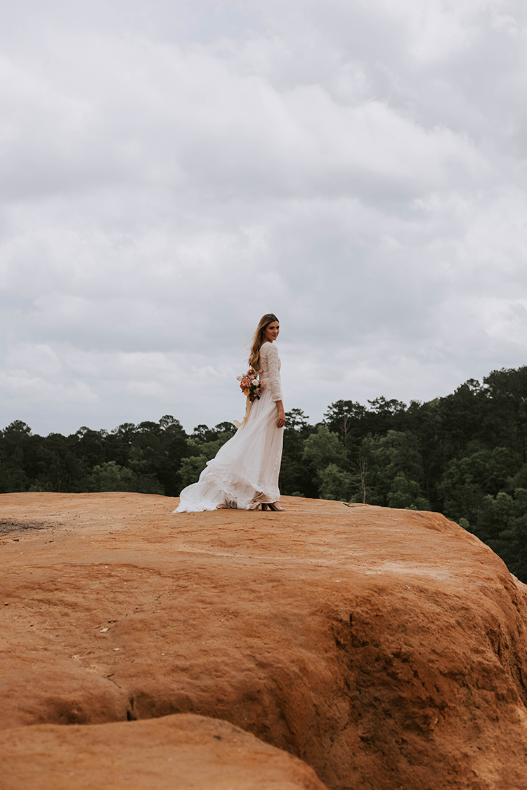 Lace Long Sleeve Wedding Dress for Red Bluff Elopement | photo by The Youngs | featured on I Do Y'all