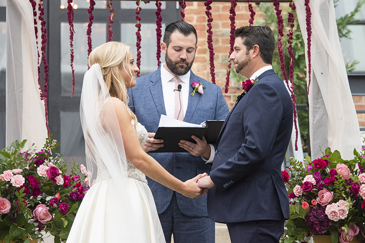 Rainy Pink & Burgundy Hotel Rooftop Wedding | photo by Jessica Merithew Photography | featured on I Do Y'all