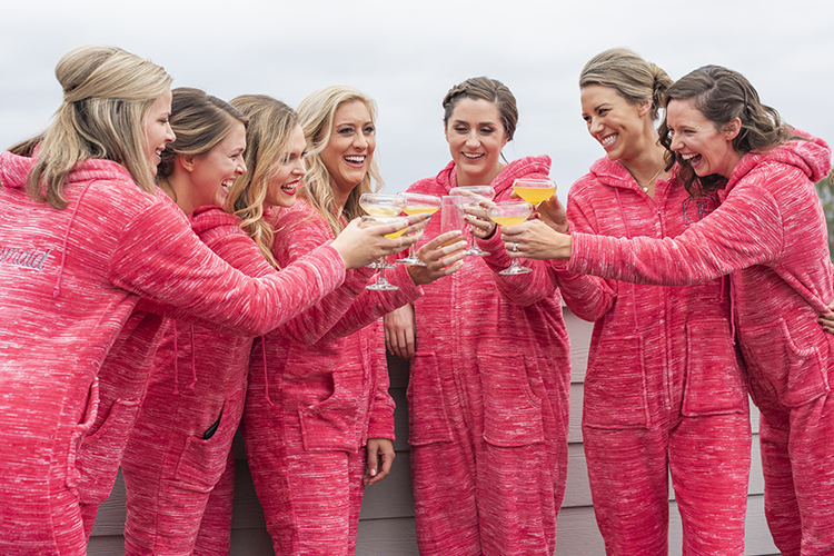 Bridesmaids in Matching Pajama Jumpsuits | photo by Jessica Merithew Photography | featured on I Do Y'all