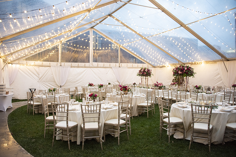 Hotel Rooftop Wedding Reception Under Clear Tent | photo by Jessica Merithew Photography | featured on I Do Y'all