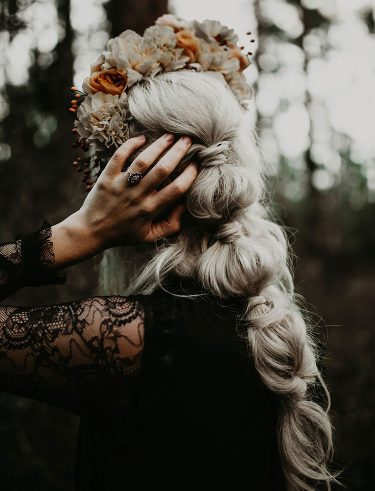 Ponytail Wedding Hairstyle with Floral Crown | photo by Fonda Foto + Film via Green Wedding Shoes