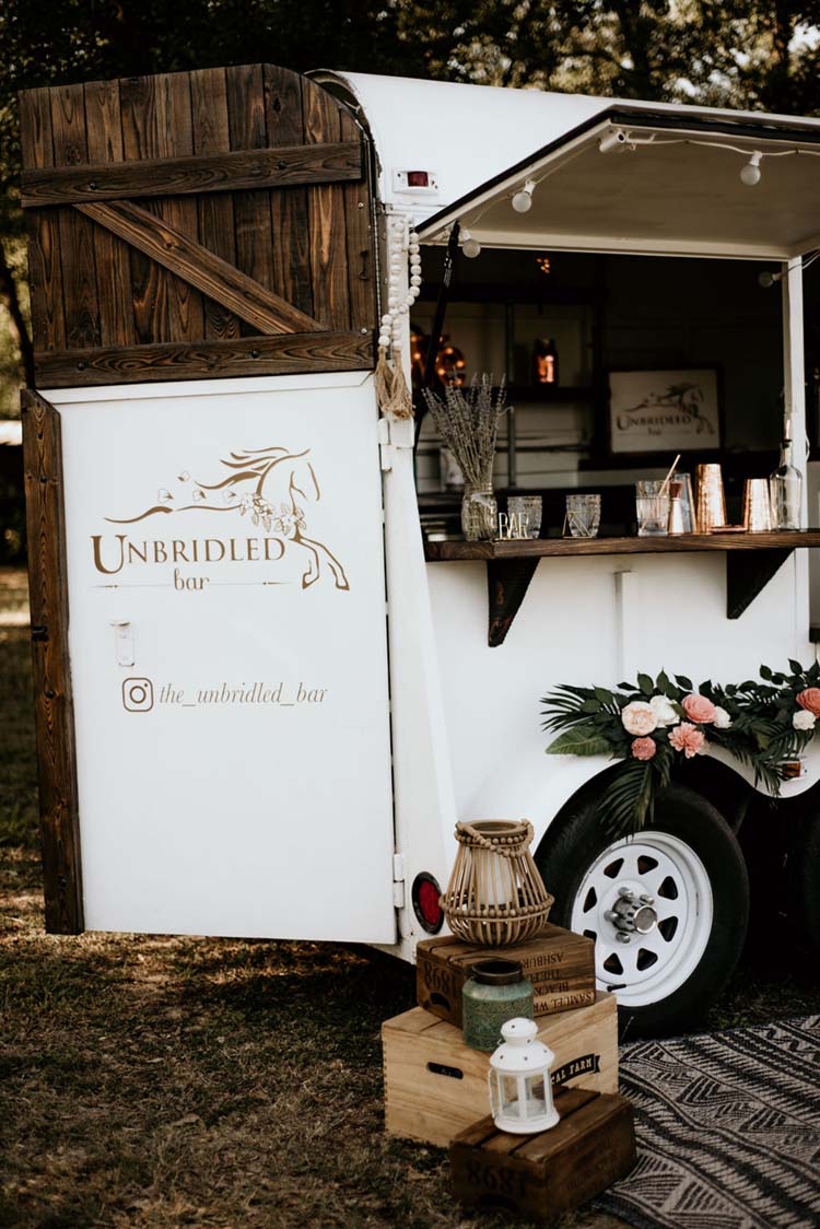 Former Horse Trailer turned into Wedding Bar | photo by Shelbi Ann Imagery | featured on I Do Y'all