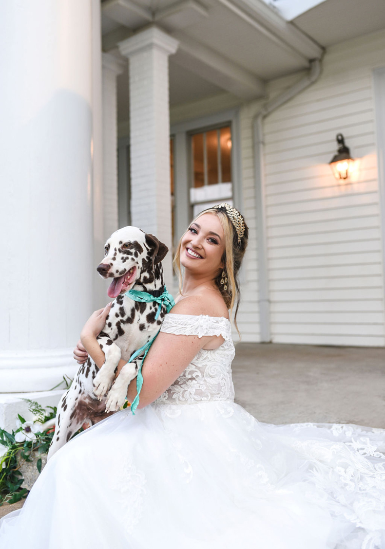 Bride with Brown Dalmatian Wedding Photos | photo by Radiant Photography by Sydney Danielle