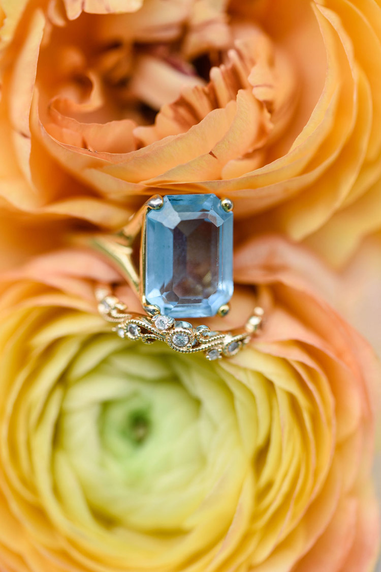 Square Blue Topaz Engagement Ring | photo by Radiant Photography by Sydney Danielle