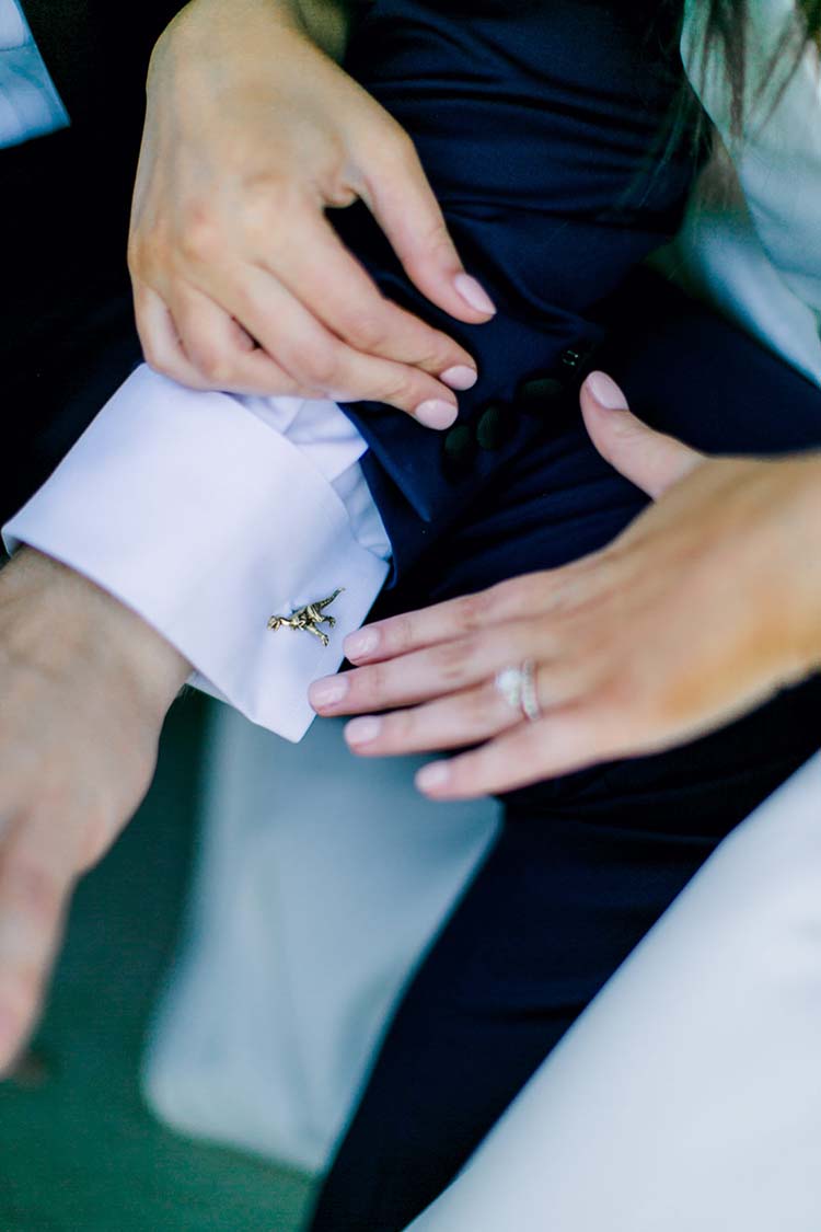 Dinosaur Cuff Link for Groom | photo by Al Gawlik Photography | featured on I Do Y'all