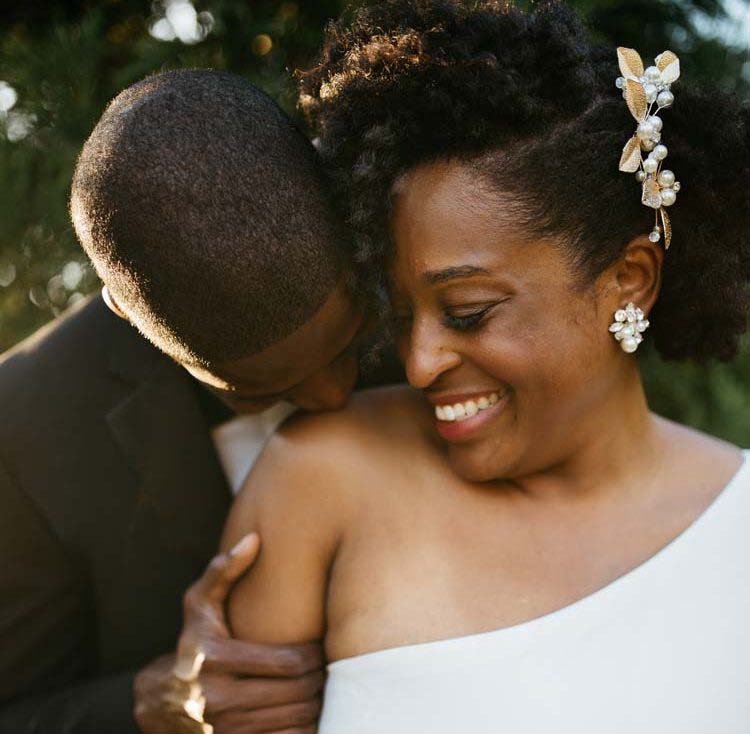 Groom Kissing Brides Shoulder | Physical Touch Love Language | photo by Heather Lynn Gonzalez | featured on I Do Y'all