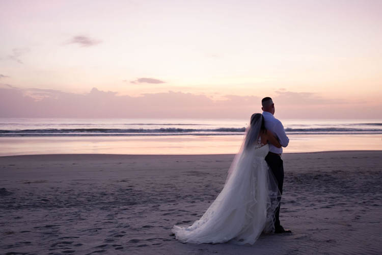 Sunrise Beach First Look Before Elopement | photo by  Dreamscape Photography, LLC