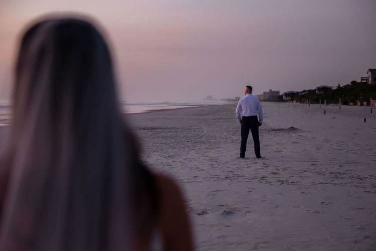 Sunrise Beach First Look Before Elopement | photo by  Dreamscape Photography, LLC