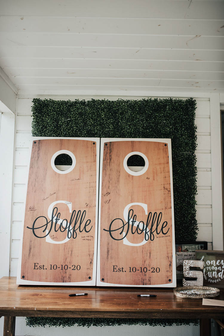 Wedding Cornhole Boards as Guestbook | photo by Jessica Lee Photographic Art