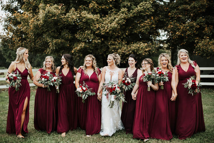 Gorgeous Burgundy Bridesmaids Dresses | photo by Jessica Lee Photographic Art