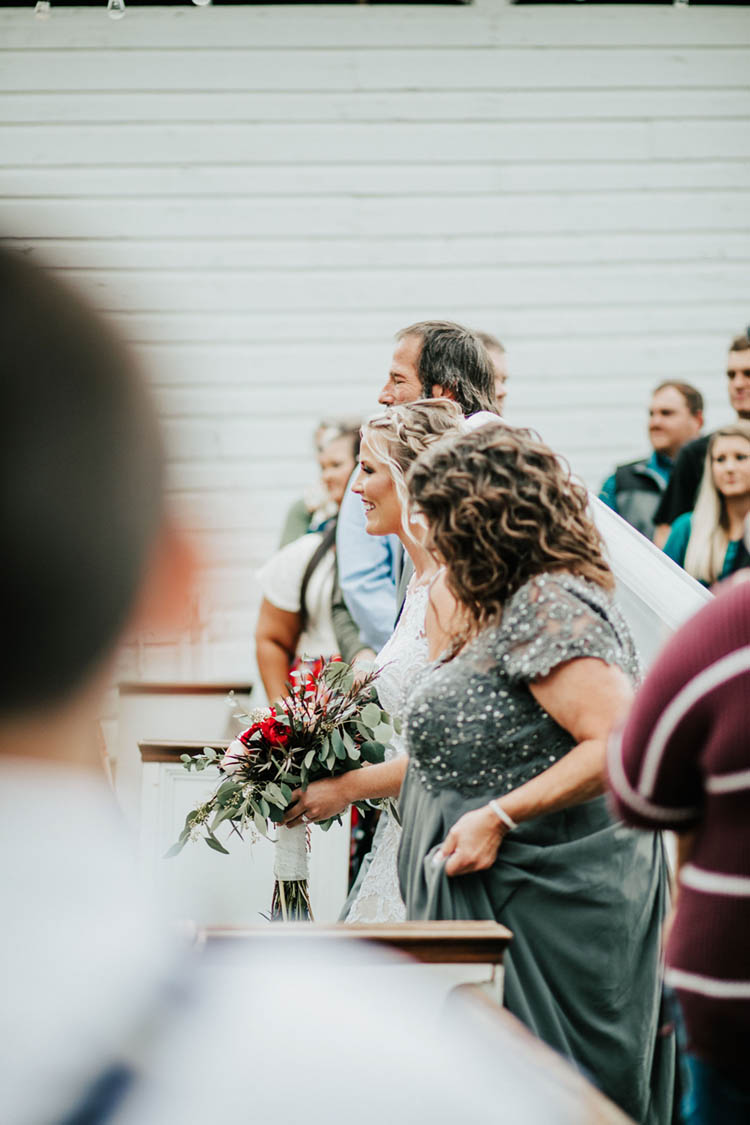 Bride Walking Down Aisle with Both Father & Mother | photo by Jessica Lee Photographic Art