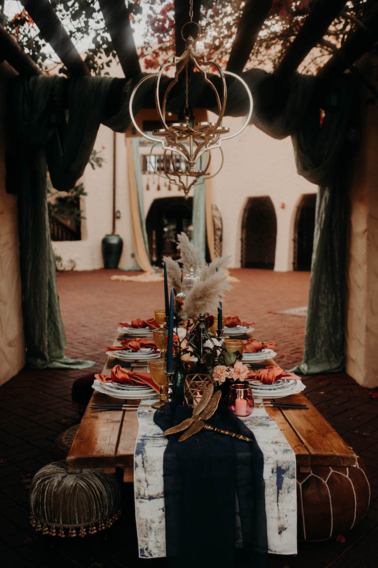 Intimate Moroccan Inspired Wedding Reception Table | photo by Boote Photography Studio