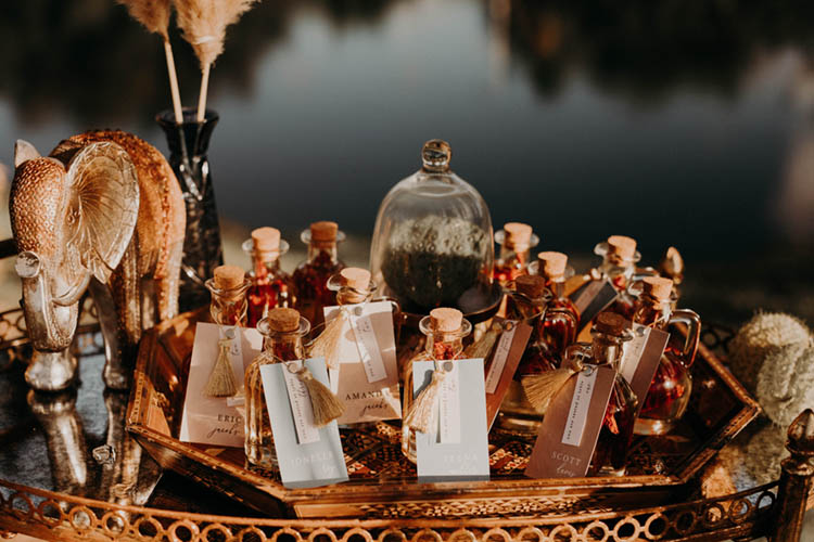 Mini Vials as Place Cards Moroccan Style Wedding Decor | photo by Boote Photography Studio