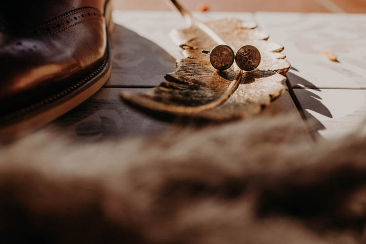 Gold Boho Cuff Links for Grooms | photo by Boote Photography Studio