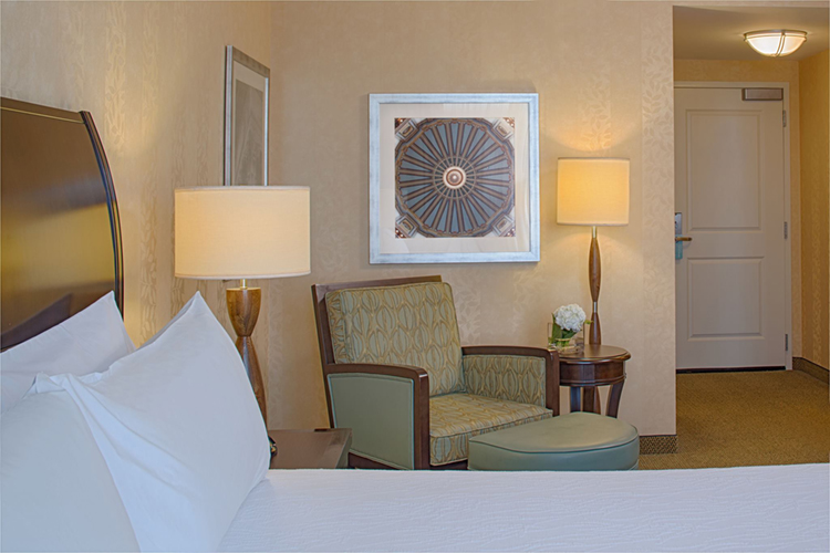 Calming & Relaxing Hotel Room at King Edward Hotel in Jackson, Mississippi for Wedding Weekend